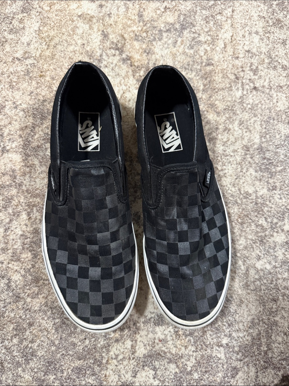 Vans Women's Black Checkerboard Slip-On Flats